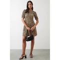 Black-Brown - Lifestyle - Dorothy Perkins Womens-Ladies Leopard Print Short-Sleeved Mini Dress