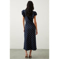 Navy - Back - Dorothy Perkins Womens-Ladies Empire Spotted Ruffle Midi Dress