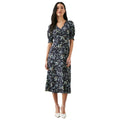 Blue - Front - Dorothy Perkins Womens-Ladies Ditsy Print Shirred Cuff Petite Midi Dress