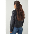 Black - Back - Dorothy Perkins Womens-Ladies Faux Leather Petite Biker Jacket