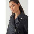 Black - Lifestyle - Dorothy Perkins Womens-Ladies Faux Leather Petite Biker Jacket