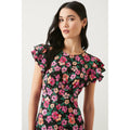 Black - Side - Dorothy Perkins Womens-Ladies Floral Ruffle Empire Midi Dress