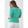 Green - Back - Dorothy Perkins Womens-Ladies Ditsy Print Shirred Top