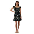 Black - Front - Dorothy Perkins Womens-Ladies Floral Shirred Mini Dress