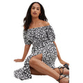 Monochrome - Front - Dorothy Perkins Womens-Ladies Floral Bardot Midi Dress