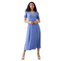 Blue - Front - Dorothy Perkins Womens-Ladies Spotted V Neck Short-Sleeved Midi Dress