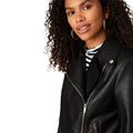 Black - Side - Dorothy Perkins Womens-Ladies Faux Leather Biker Jacket
