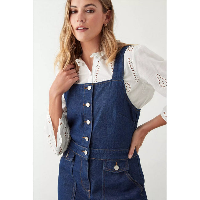 Dorothy Perkins Womens Ladies Button Detail Pinafore Dress Discounts on great Brands