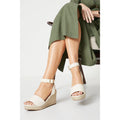 Cream - Front - Dorothy Perkins Womens-Ladies Rebekah Peep Toe Wide Wedge Sandals