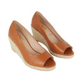 Tan - Front - Good For The Sole Womens-Ladies Heather Peep Toe Wide Wedges