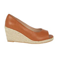 Tan - Back - Good For The Sole Womens-Ladies Heather Peep Toe Wide Wedges