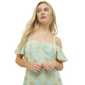 Mint - Side - Dorothy Perkins Womens-Ladies Metallic Jacquard Cold Shoulder Petite Midi Dress