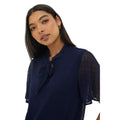 Navy - Side - Dorothy Perkins Womens-Ladies Dobby Chiffon Shirred Hem Blouse