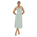 Green - Pack Shot - Dorothy Perkins Womens-Ladies Ditsy Print Tie Shoulder Midi Dress