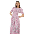 Pink - Side - Dorothy Perkins Womens-Ladies Ditsy Print Shirred Waist Midi Dress