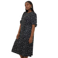 Black - Side - Dorothy Perkins Womens-Ladies Spotted Plus Tie Sleeves Midi Dress