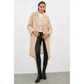 Camel - Close up - Dorothy Perkins Womens-Ladies Single-Breasted Tall Boyfriend Coat