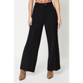 Black - Front - Dorothy Perkins Womens-Ladies High Waist Petite Wide Leg Trousers