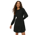 Black - Front - Dorothy Perkins Womens-Ladies Spotted Tiered Petite Mini Dress