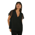 Black - Front - Dorothy Perkins Womens-Ladies Dobby Chiffon Angel Sleeve Blouse