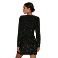 Black - Back - Dorothy Perkins Womens-Ladies Sequin Lace Detail Mini Dress