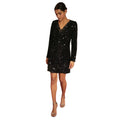 Black - Side - Dorothy Perkins Womens-Ladies Sequin Lace Detail Mini Dress