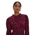 Pink - Side - Dorothy Perkins Womens-Ladies Leopard Print Frill Neck Midi Dress