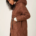 Chocolate - Side - Dorothy Perkins Womens-Ladies Padded Longline Parka