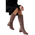 Taupe - Side - Dorothy Perkins Womens-Ladies Kaya Ruched Knee-High Boots