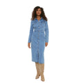 Mid Wash - Front - Dorothy Perkins Womens-Ladies Denim Long-Sleeved Shirt Dress