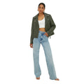 Green - Lifestyle - Dorothy Perkins Womens-Ladies Leather Cropped Boxy Jacket