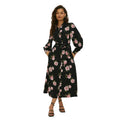 Black - Front - Dorothy Perkins Womens-Ladies Floral Waist Tie Petite Midi Shirt Dress