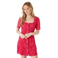 Hot Pink - Front - Dorothy Perkins Womens-Ladies Button Through Mini Dress