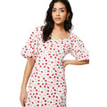 Ivory - Side - Dorothy Perkins Womens-Ladies Ditsy Print Ruched Front Petite Puff Sleeve Midi Dress