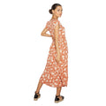 Rust - Back - Dorothy Perkins Womens-Ladies Floral Button Neck Petite Ruffle Midi Dress