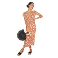 Rust - Side - Dorothy Perkins Womens-Ladies Floral Button Neck Petite Ruffle Midi Dress