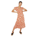 Rust - Front - Dorothy Perkins Womens-Ladies Floral Button Neck Petite Ruffle Midi Dress