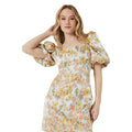 Multicoloured - Side - Dorothy Perkins Womens-Ladies Floral Jacquard Square Neck Mini Dress