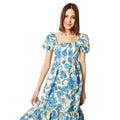 Blue-Green - Lifestyle - Dorothy Perkins Womens-Ladies Floral Puff Sleeve Midi Dress