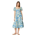 Blue-Green - Front - Dorothy Perkins Womens-Ladies Floral Puff Sleeve Midi Dress