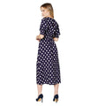 Navy - Back - Dorothy Perkins Womens-Ladies Polka Dot Shirred Cuff Midi Dress