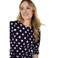 Navy - Side - Dorothy Perkins Womens-Ladies Polka Dot Shirred Cuff Midi Dress