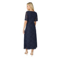 Navy - Back - Dorothy Perkins Womens-Ladies Lace Square Neck Petite Midi Dress