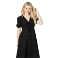 Black - Side - Dorothy Perkins Womens-Ladies Button V Neck Midi Dress