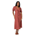 Rust - Front - Dorothy Perkins Womens-Ladies Button V Neck Midi Dress