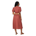 Rust - Back - Dorothy Perkins Womens-Ladies Button V Neck Midi Dress