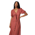 Rust - Side - Dorothy Perkins Womens-Ladies Button V Neck Midi Dress