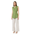 Green - Side - Dorothy Perkins Womens-Ladies Linen Double-Breasted Sleeveless Blazer