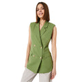 Green - Front - Dorothy Perkins Womens-Ladies Linen Double-Breasted Sleeveless Blazer