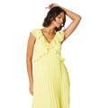 Lemon - Side - Dorothy Perkins Womens-Ladies Pleated Chiffon Frill Midi Dress